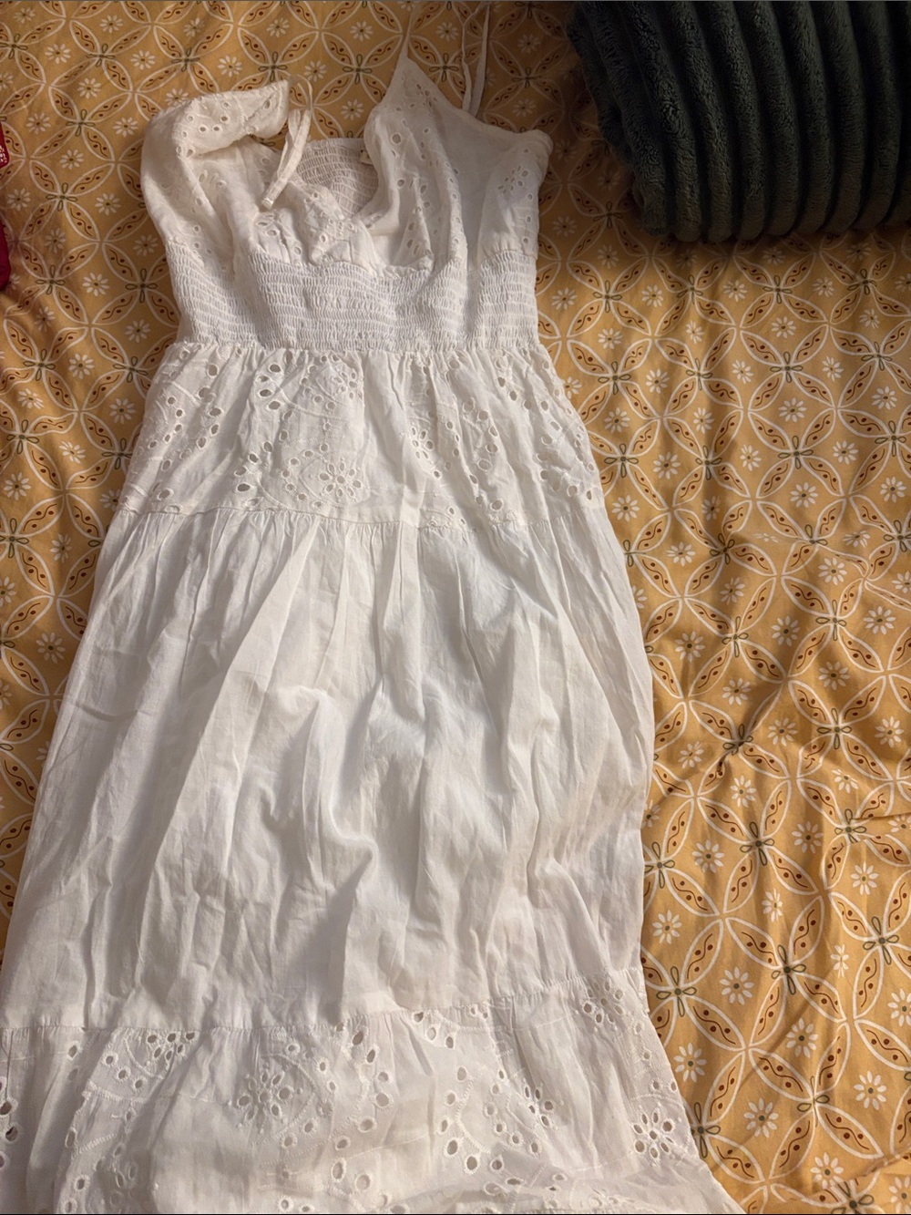 White Eyelet Cotton Sun Dress - Women's Lightweight Summer Dress